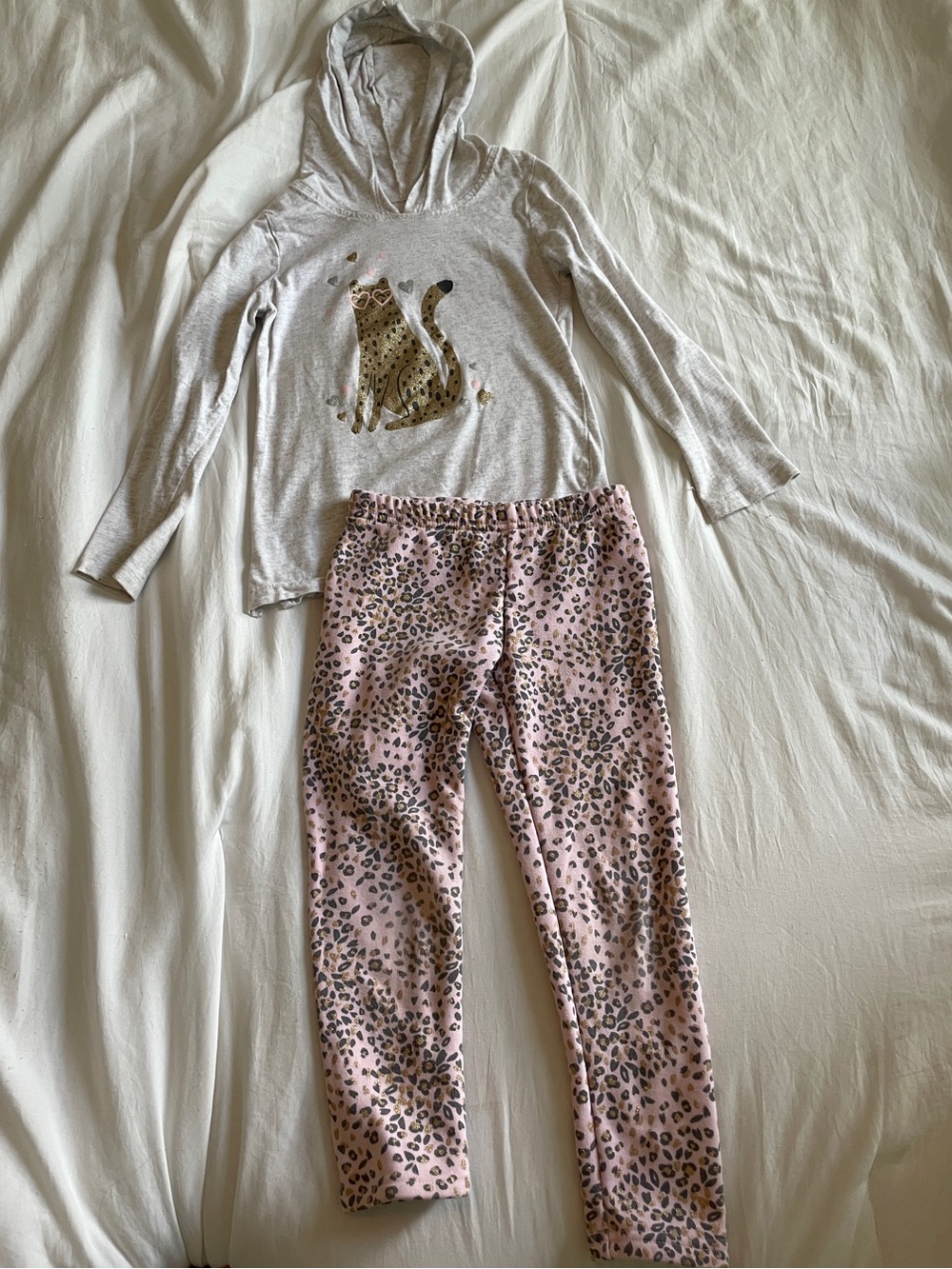 Girls' Pink Leopard Hooded Set